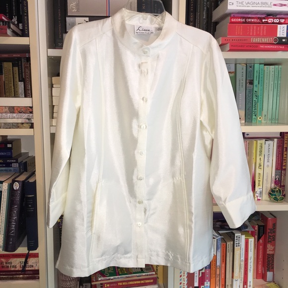 Linea by Louis Dell'Olio Faux Shantung Band Collar Shirt Shacket - Picture 2 of 13